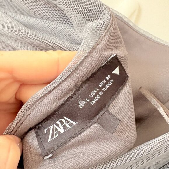 Zara Tulle Strapless Midi Dress Grey Black Ombre Size Large - Picture 8 of 10
